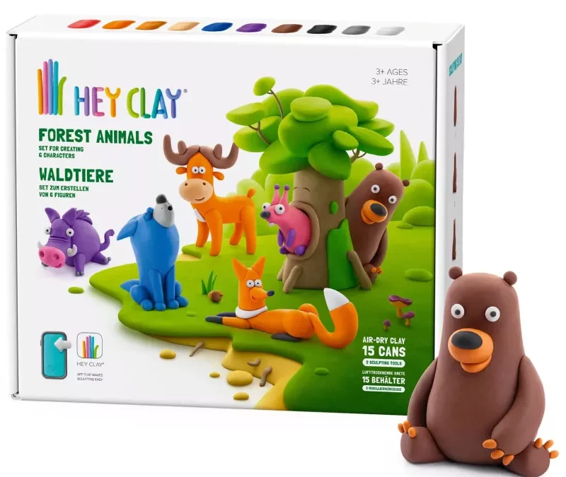 Hey Clay ANIMALES DEL BOSQUE – 15 latas + herramientas de modelado